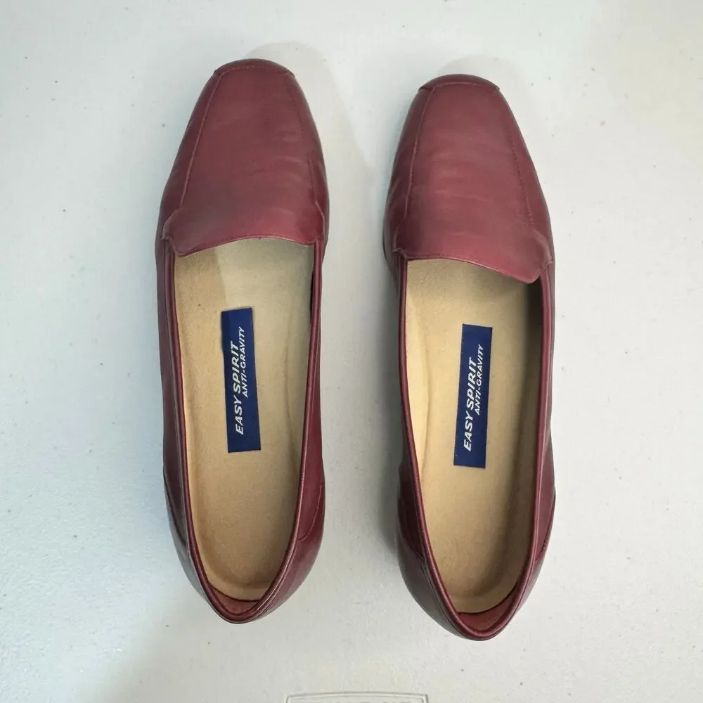 Easy Spirit Devitt Classic Loafer Congo/Red Leather Slip-On Comfort Shoe Size 10